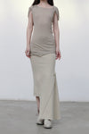 Marc le bihan shoulder lace -off asymmetric short sleeve top 2860 Tilleul